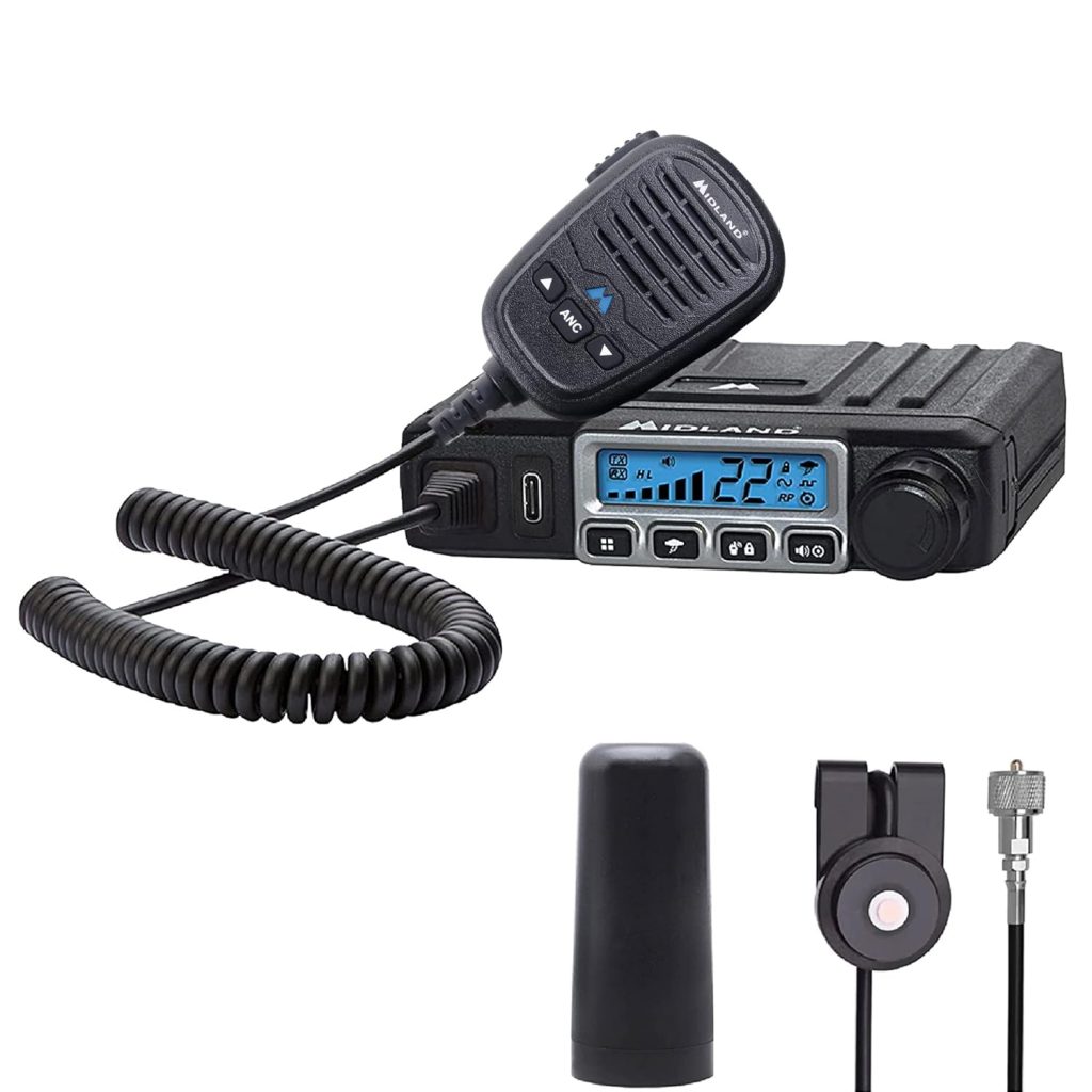 Midland® – MXT115VP3-15 Watt GMRS MicroMobile® Two-Way Radio - Off Roading Outdoor Farm - Extended 3dB gain Universal Lip Mount Antenna Dustproof Noise-Canceling Microphone - 8 Repeater Channels